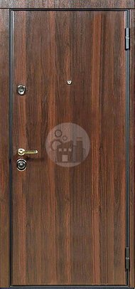 стальная дверь с двумя замками, отделка коричневым ламинатом-ДВ-1662