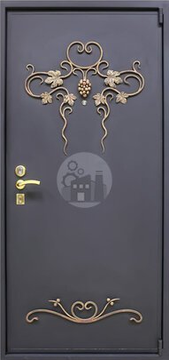Антивандальная дверь с ковкой, отделка порошок и МДФ-ДВ-1798