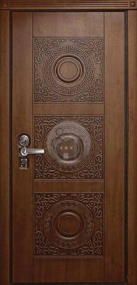 стальная дверь без глазка, отделка — коричневый мдф и шпон-ДВ-1708